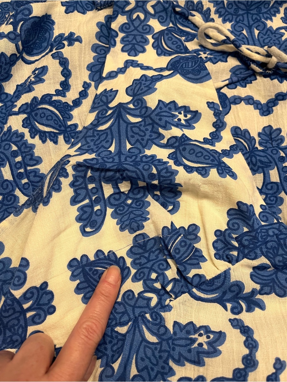 MAISON 123 Paris Blue White Paisley Cotton Linen Tiered Dress Size US 6 - Picture 6 of 6